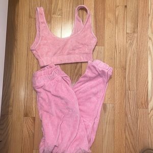 Pink Terry cloth 2 piece jogger set